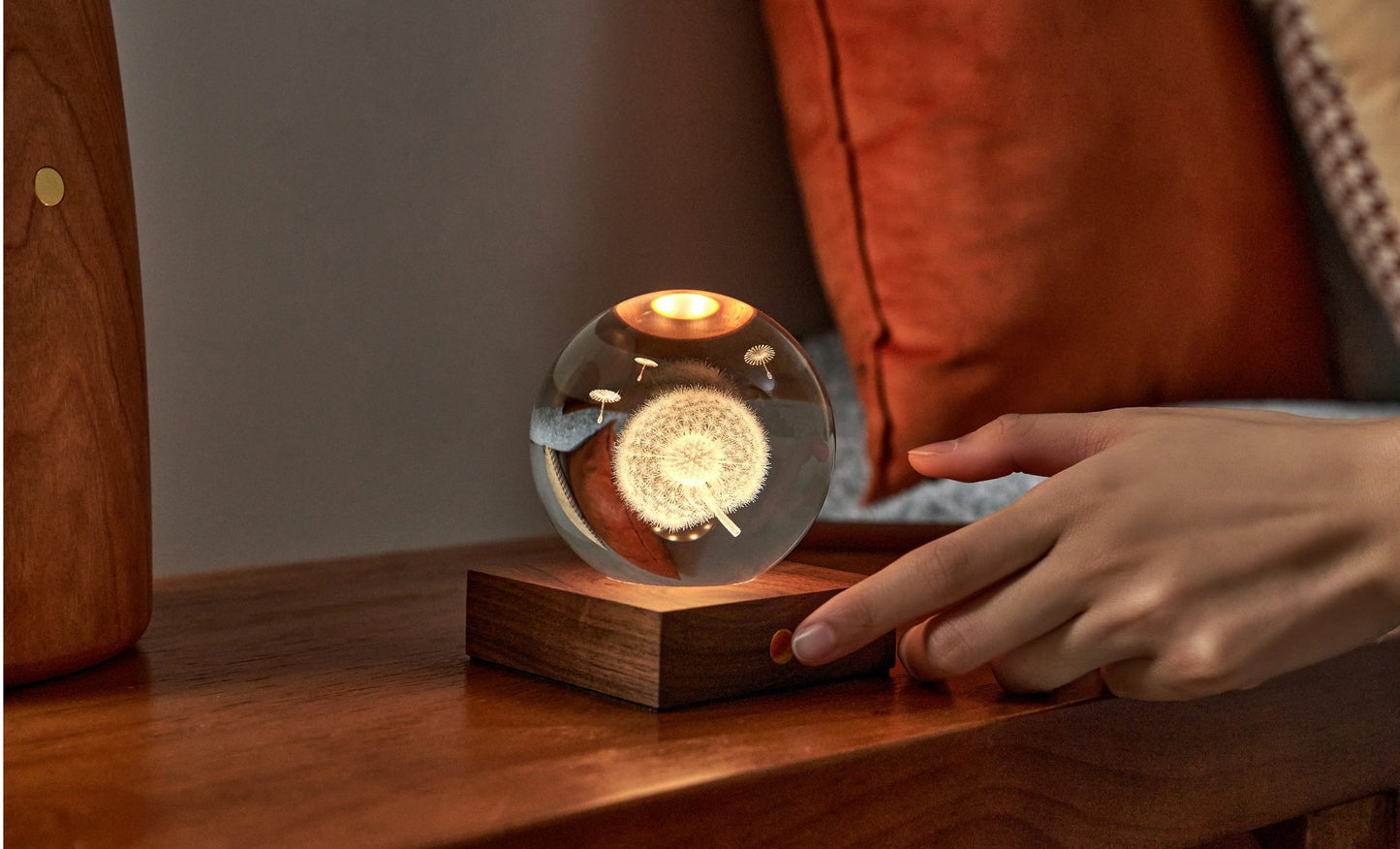 Ginko Design Amber 3D Crystal Ball Light- night stand light, lamp