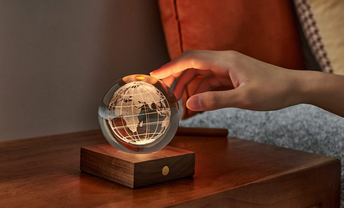 Ginko Design Amber 3D Crystal Ball Light- night stand light, lamp