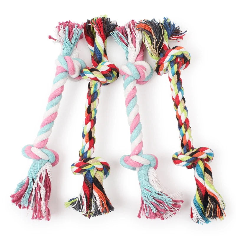 Random Color Pet Dog Toy Double Knot Cotton Bite Rope