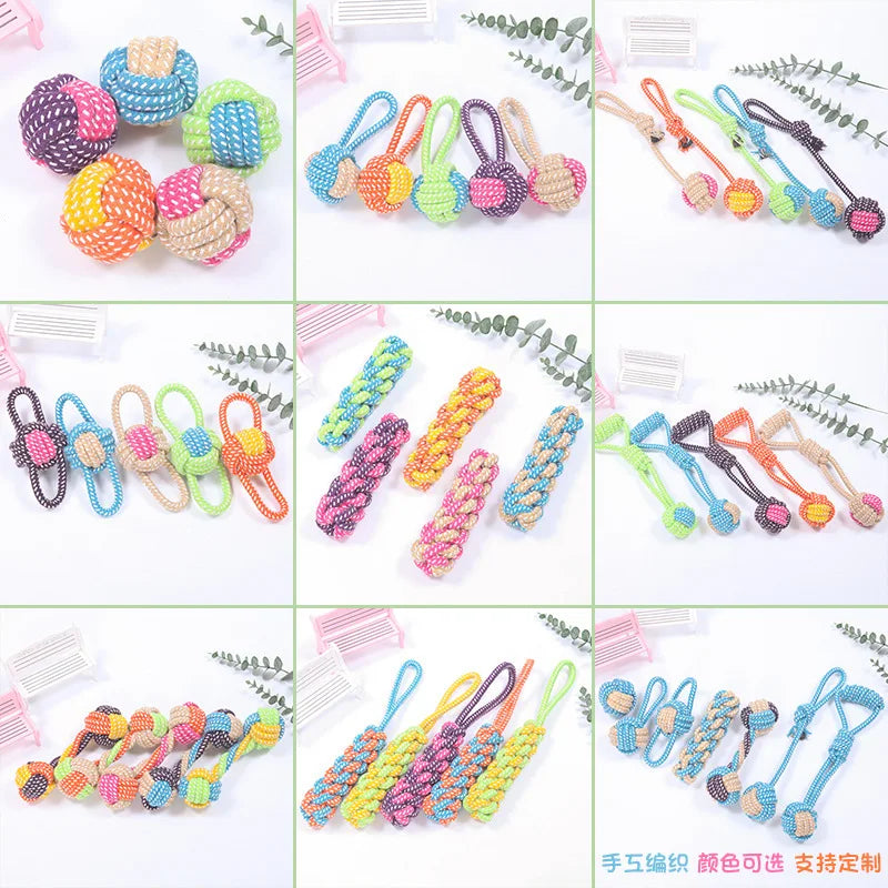 Interactive Cotton Rope Dog Toy Mini Ball Chew Toy for Small to Large Dogs