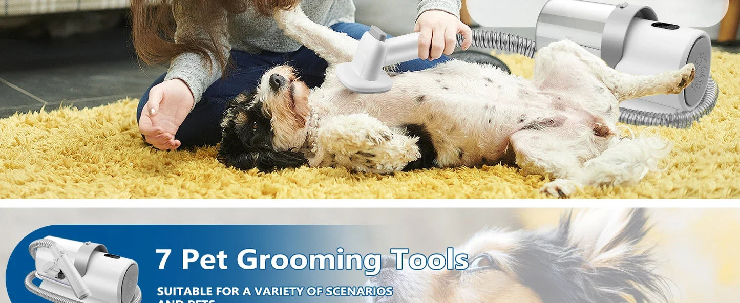 Dog Grooming Kit with Hair Clipper 4 Combs 2.5L Vacuum Cleaner & 5 Pet Grooming Tools for Shedding Short Hair Pets