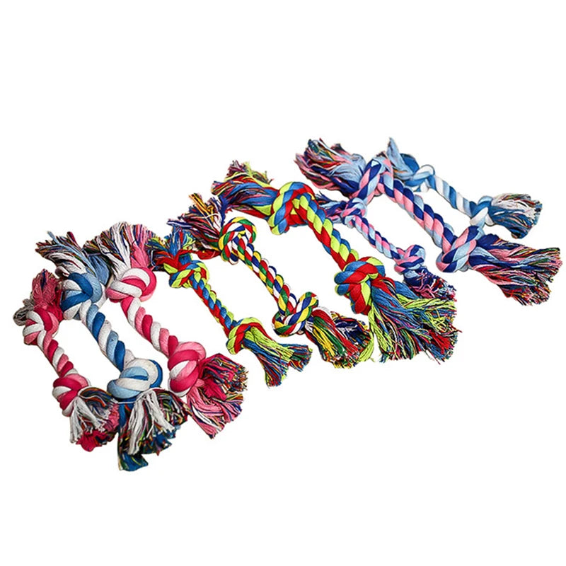 Random Color Pet Dog Toy Double Knot Cotton Bite Rope