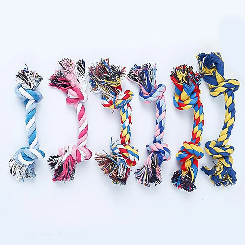 Random Color Pet Dog Toy Double Knot Cotton Bite Rope