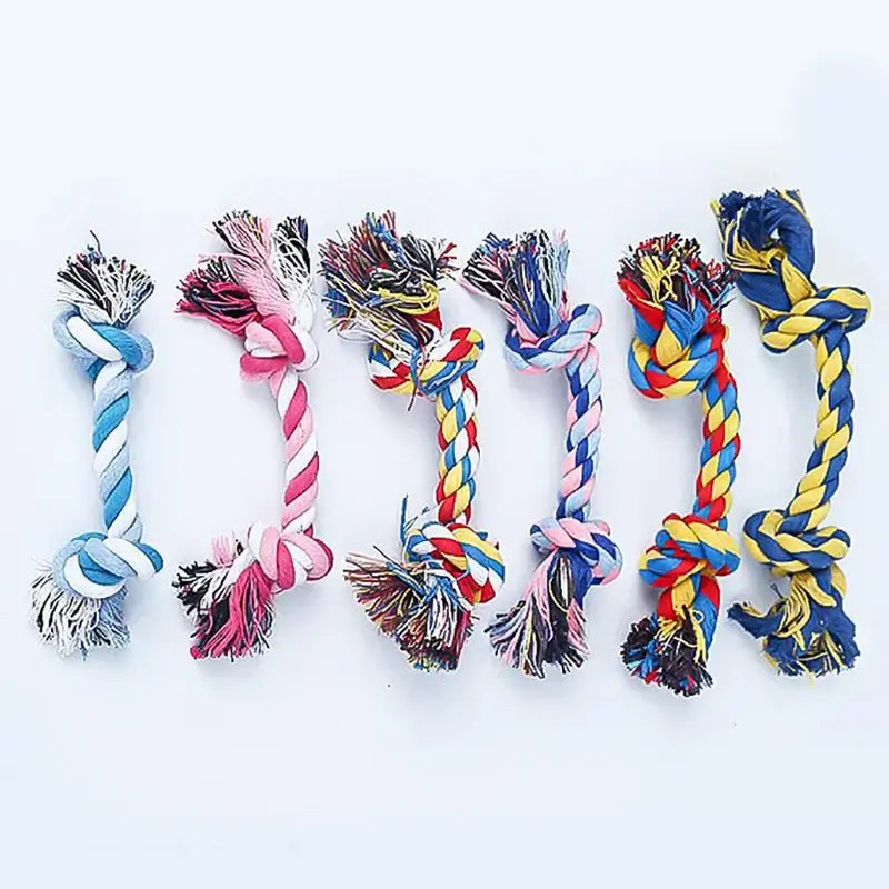 Random Color Pet Dog Toy Double Knot Cotton Bite Rope