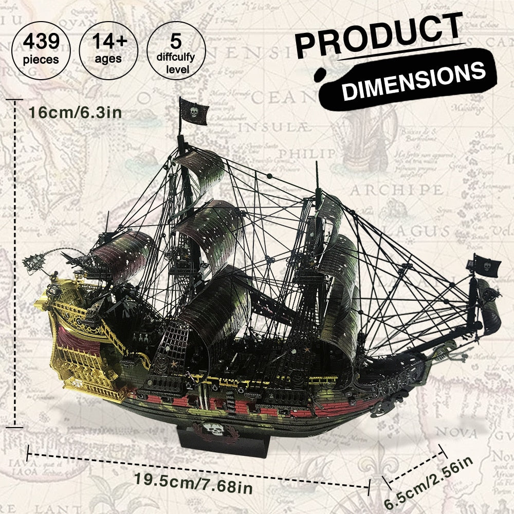 3D Metal Puzzle The Queen Anne's Revenge Jigsaw Pirate Ship DIY Model Building Kit