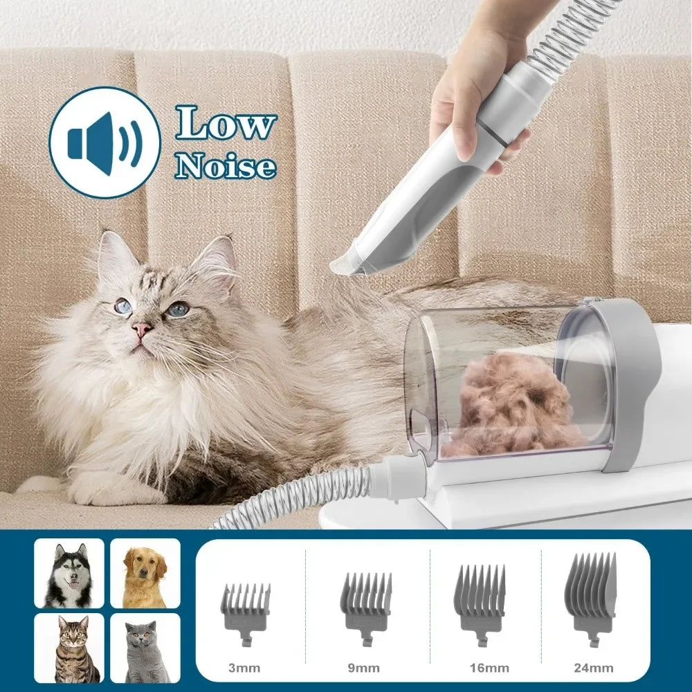 Dog Grooming Kit with Hair Clipper 4 Combs 2.5L Vacuum Cleaner & 5 Pet Grooming Tools for Shedding Short Hair Pets