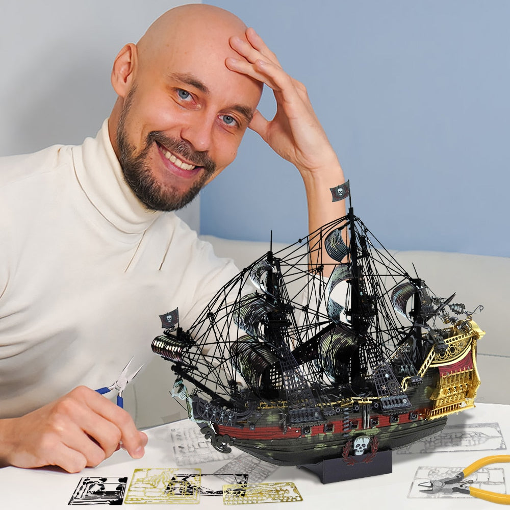 3D Metal Puzzle The Queen Anne's Revenge Jigsaw Pirate Ship DIY Model Building Kit