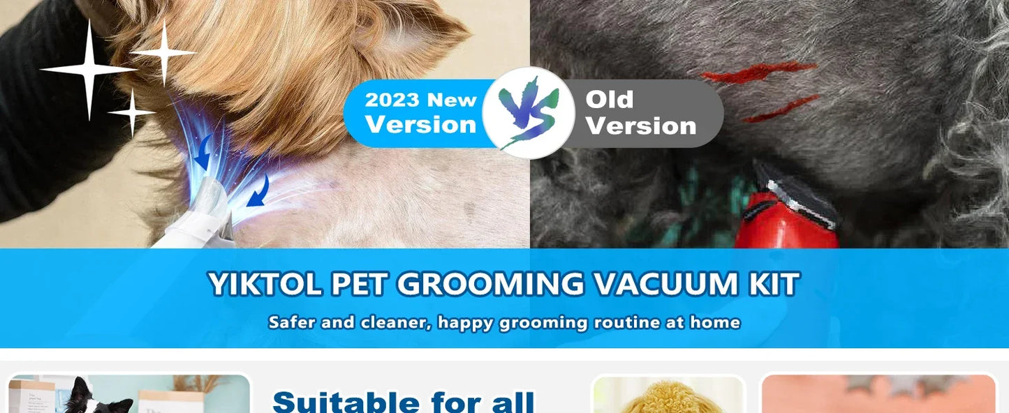 Dog Grooming Kit with Hair Clipper 4 Combs 2.5L Vacuum Cleaner & 5 Pet Grooming Tools for Shedding Short Hair Pets