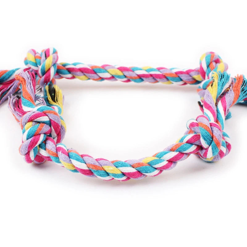 Random Color Pet Dog Toy Double Knot Cotton Bite Rope