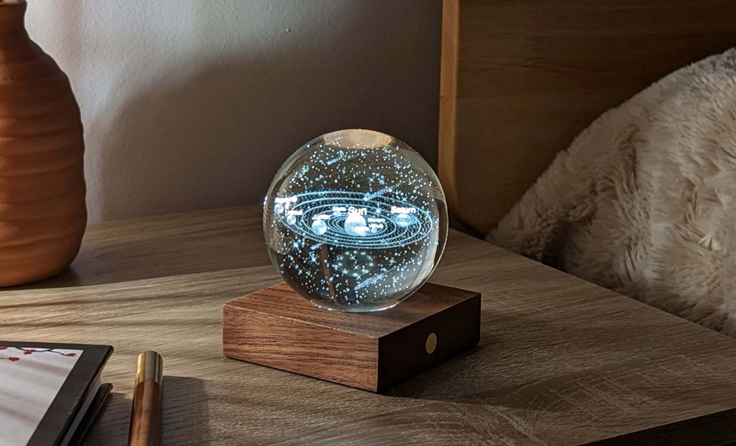 Ginko Design Amber 3D Crystal Ball Light- night stand light, lamp