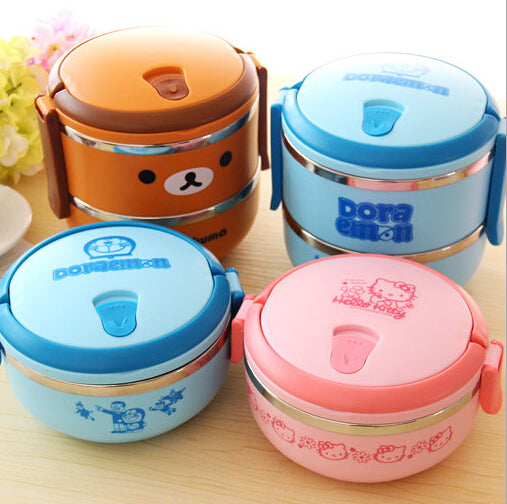 2 Layers Thermal Lunch Box for Kids Thermos Food Container
