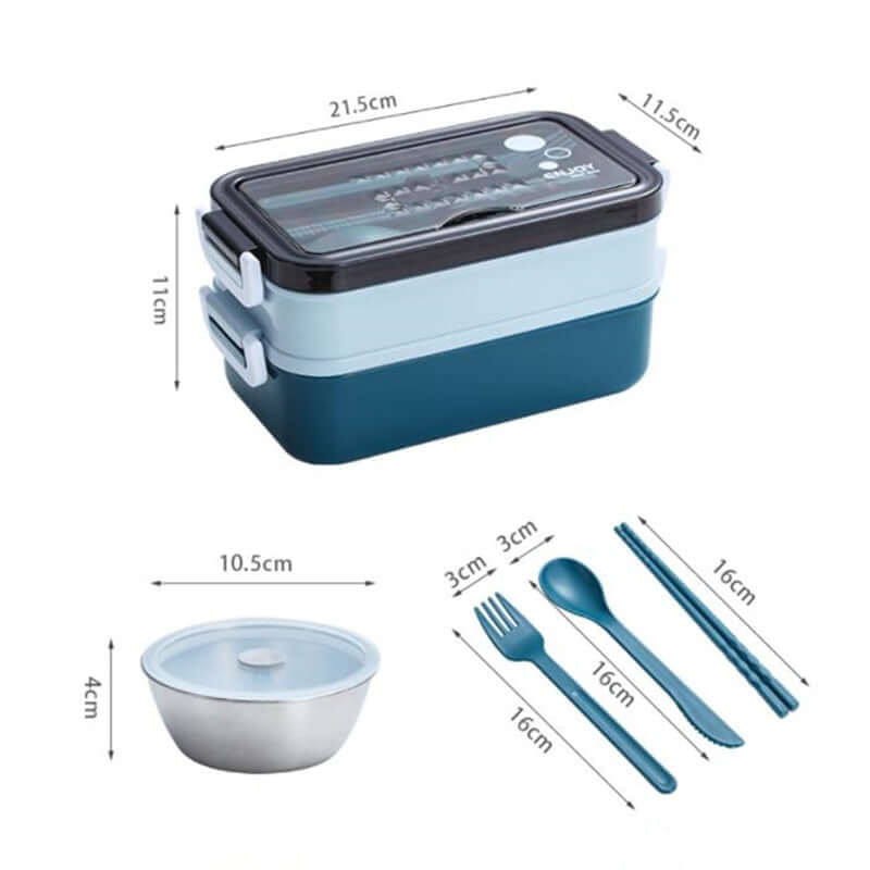 Double Layer Stainless Steel Lunch Box With Soup Bowl Leak-Proof Bento Box Dinnerware Set Microwave