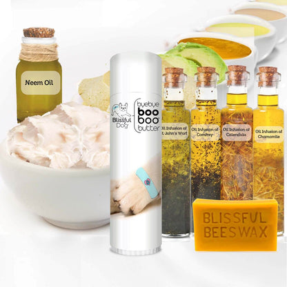 1 Dog Bye Bye Boo Boo Butter with natural oils and ingredients for soothing skin issues in dogs.