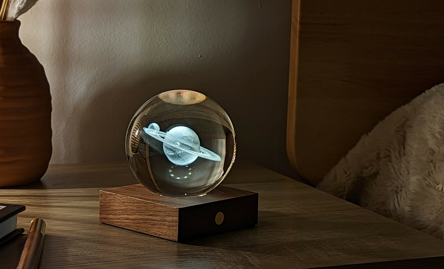 Ginko Design Amber 3D Crystal Ball Light- night stand light, lamp