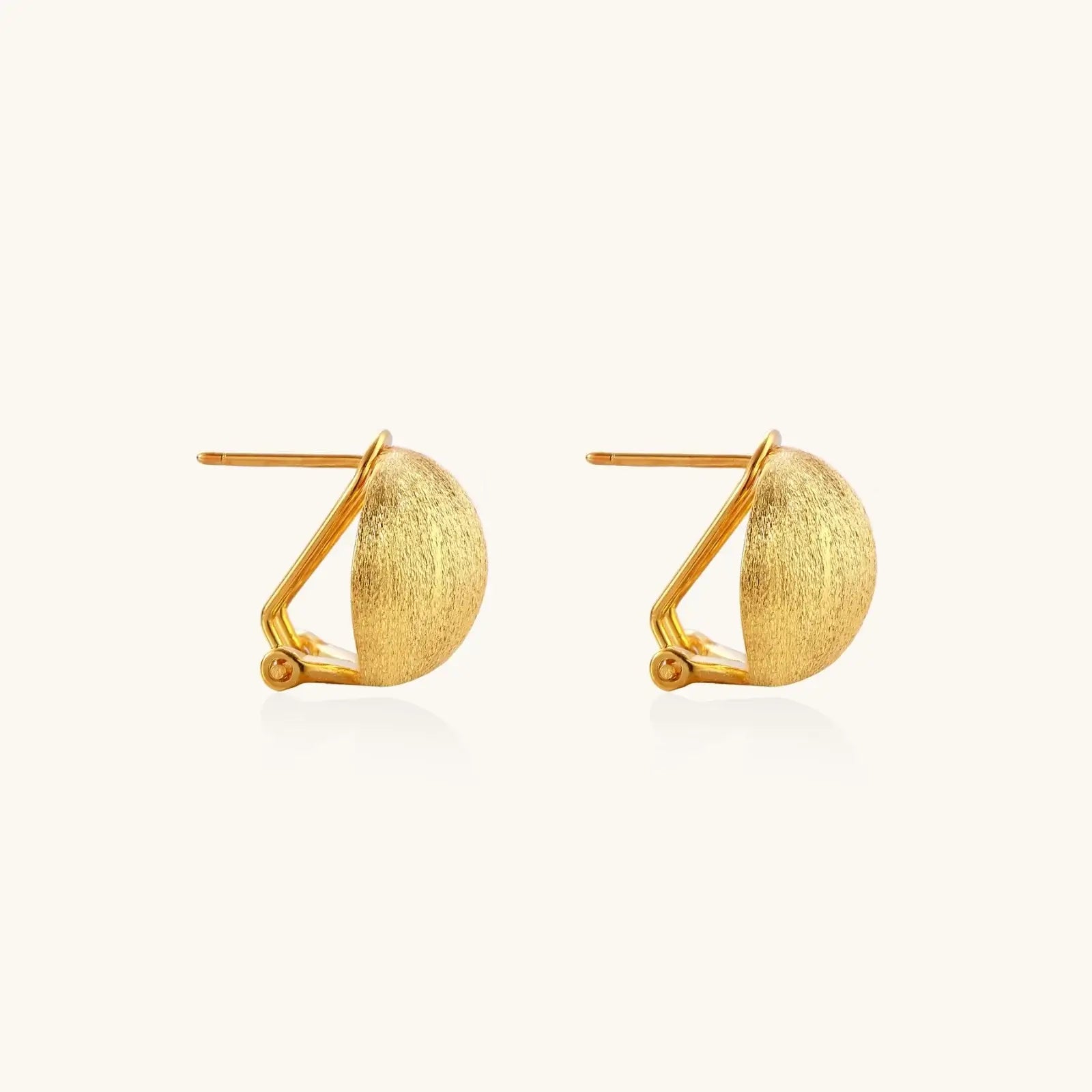 Brushed Gold Dome Clips Earrings featuring a brushed-satin finish for women's costume jewelry.