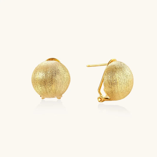 Brushed Gold Dome Clips earrings featuring a brushed-satin finish for women's costume jewelry, 24K gold vermeil.