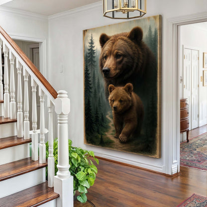 Path of the Wild Kin Bear and Cub Canvas Wall Art