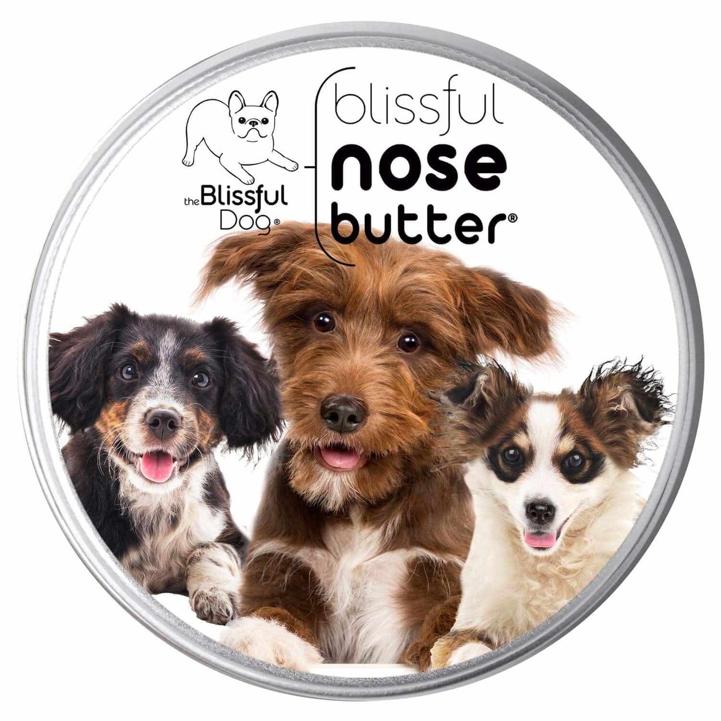 3 Cute Puppies Nose Butter packaging featuring three happy dogs ready to soothe dry noses.