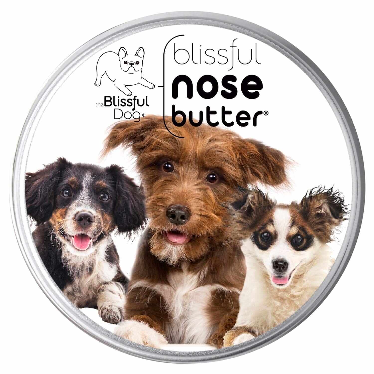 3 Cute Puppies Nose Butter packaging featuring three happy dogs ready to soothe dry noses.