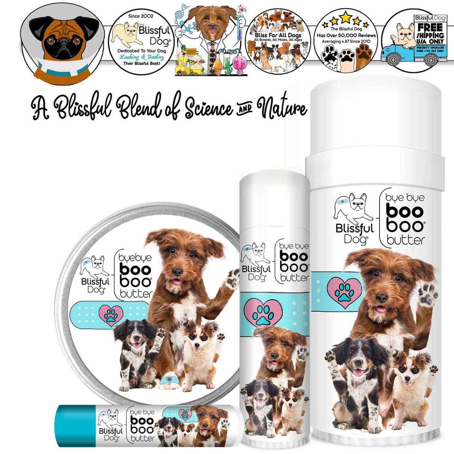 3 Cute Puppies Boo Boo Butter products for soothing dog skin issues with a blend of science and nature.