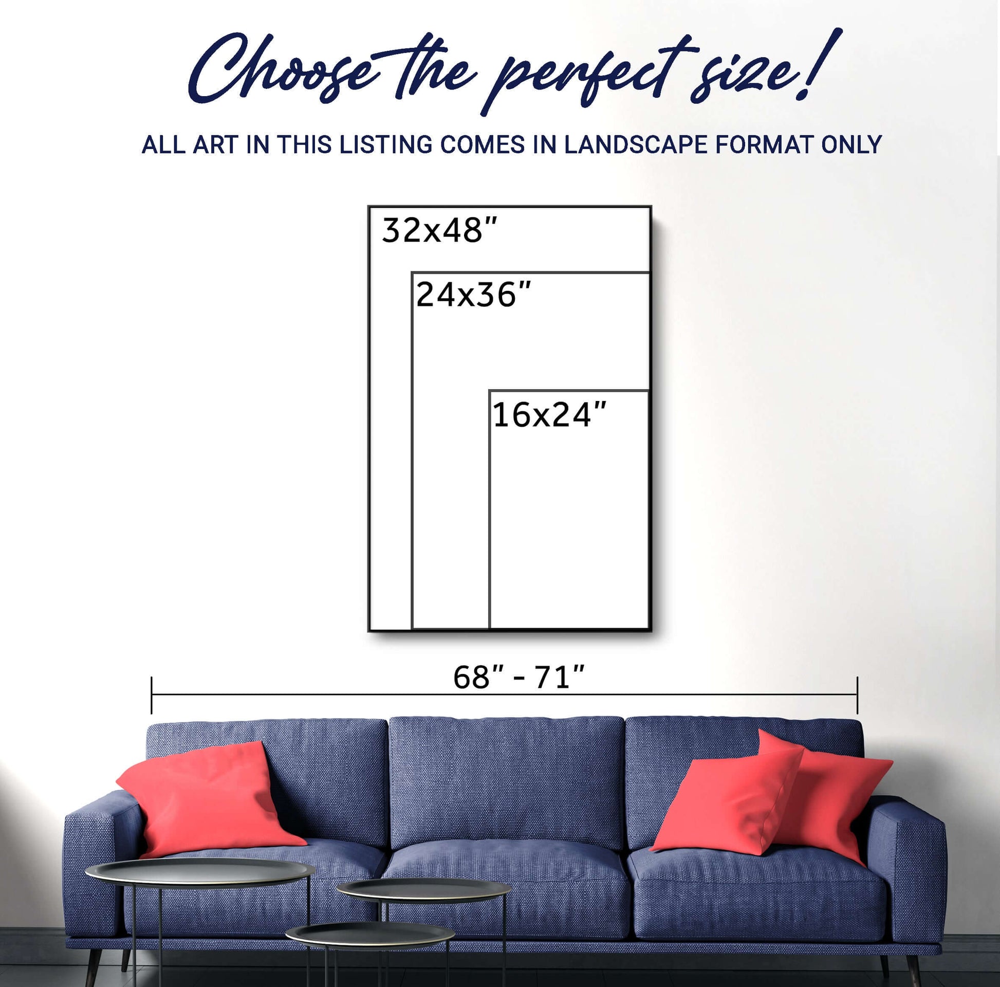 Choose the perfect size for Lunar Tree of Life Canvas Wall Art with available dimensions listed above a stylish sofa.