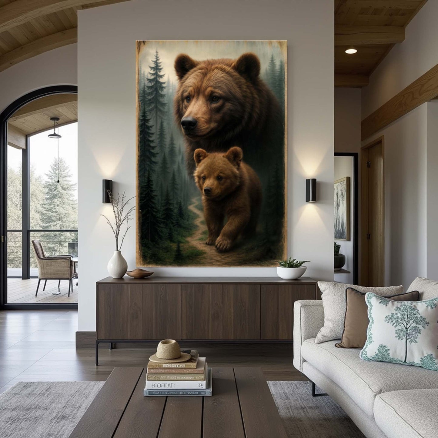Path of the Wild Kin Bear and Cub Canvas Wall Art