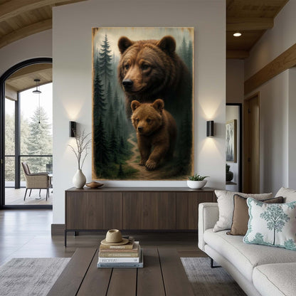Path of the Wild Kin Bear and Cub Canvas Wall Art