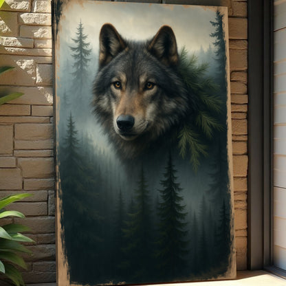 Wolf Double Exposure Canvas Wall Art V