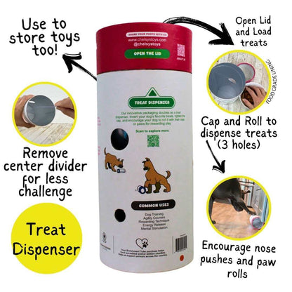 3-in-1 Bundle Enrichment Tube for Dogs - Tug Toy, Treat Dispenser & Snuffle Ball