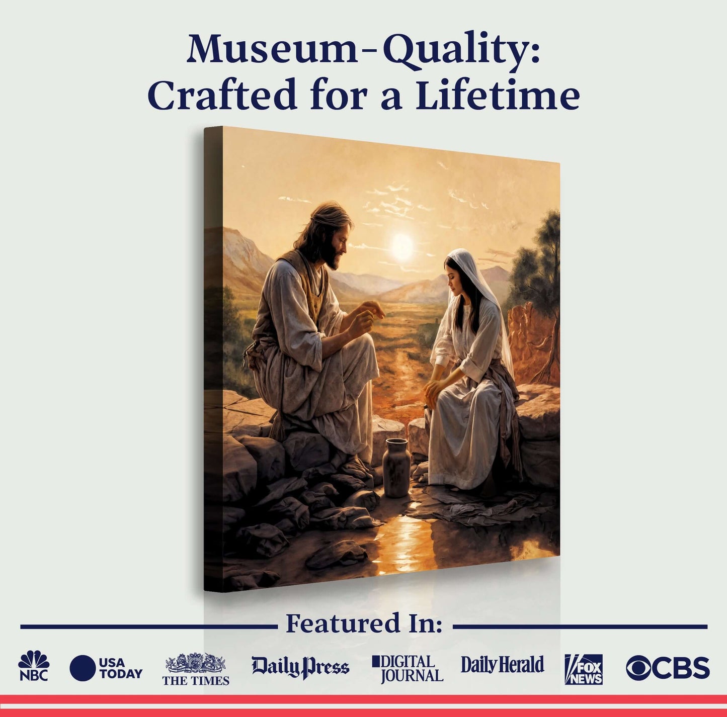 Samaritan at the Well Faith Wall Canvas Art III showcasing a biblical scene, museum-quality craftsmanship.