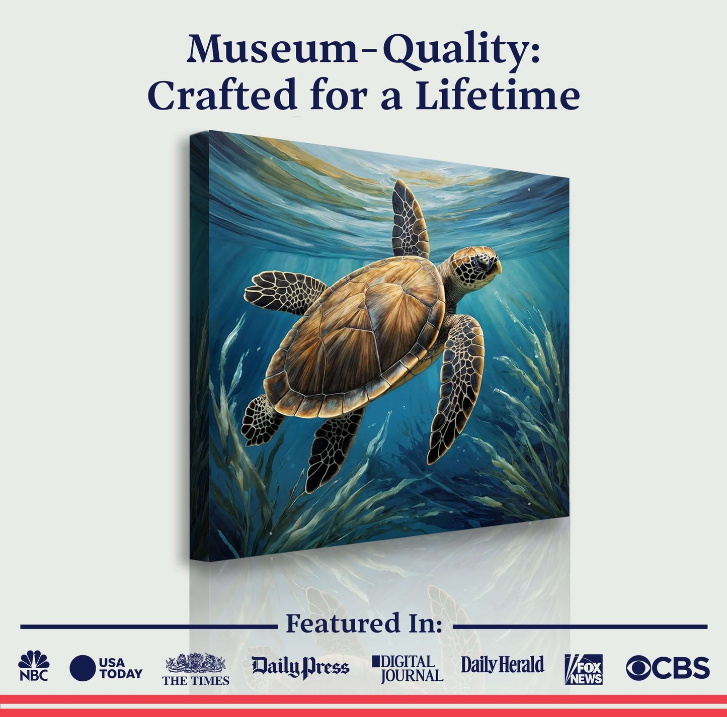 Turtle In Seagrass Coastal Canvas Wall Art showcasing a turtle swimming in vibrant seagrass, perfect for home decor.