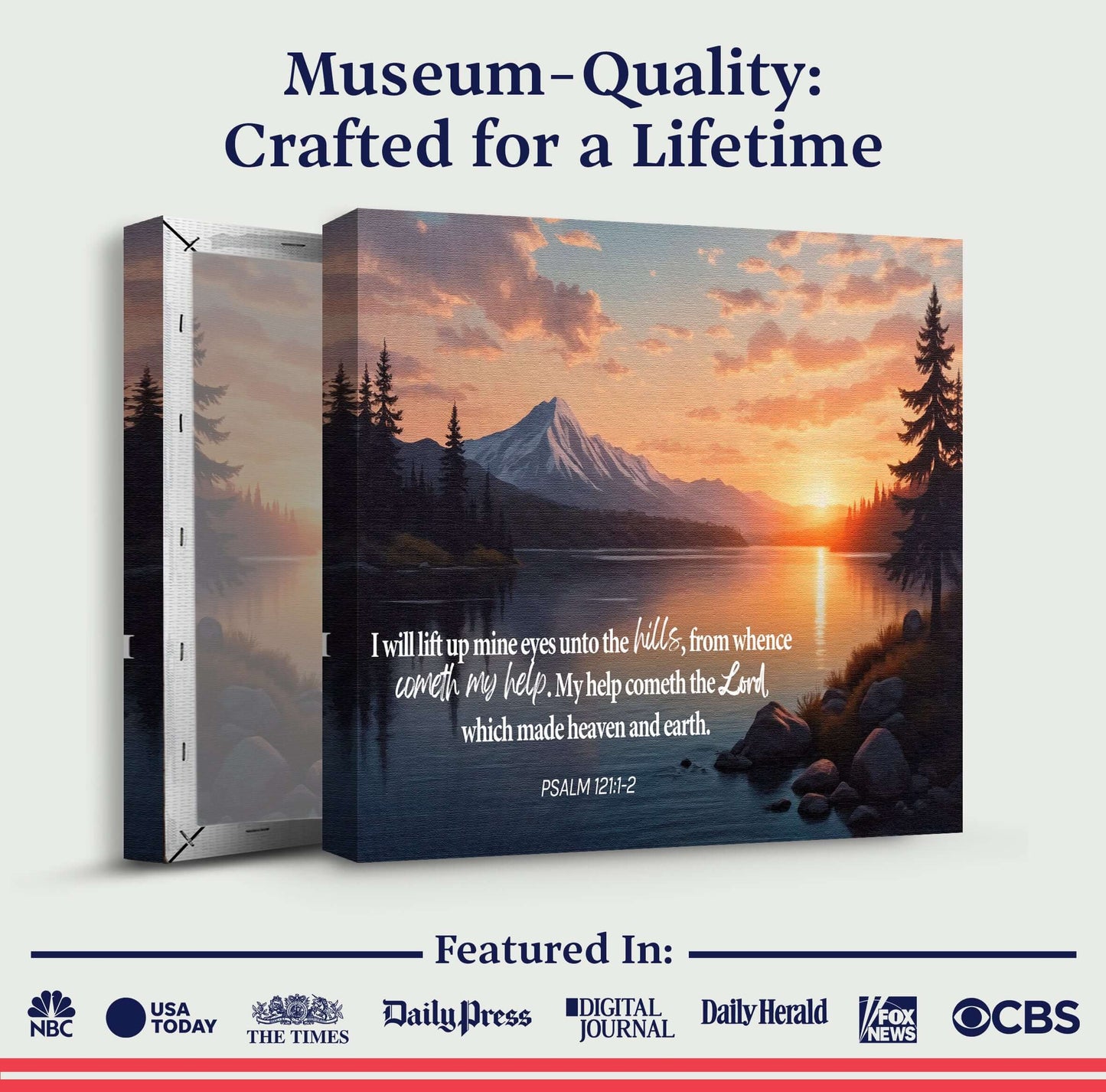 Psalm 121:1-2 - A Song Of Ascents Faith Wall Sign with scenic artwork and inspirational quote.
