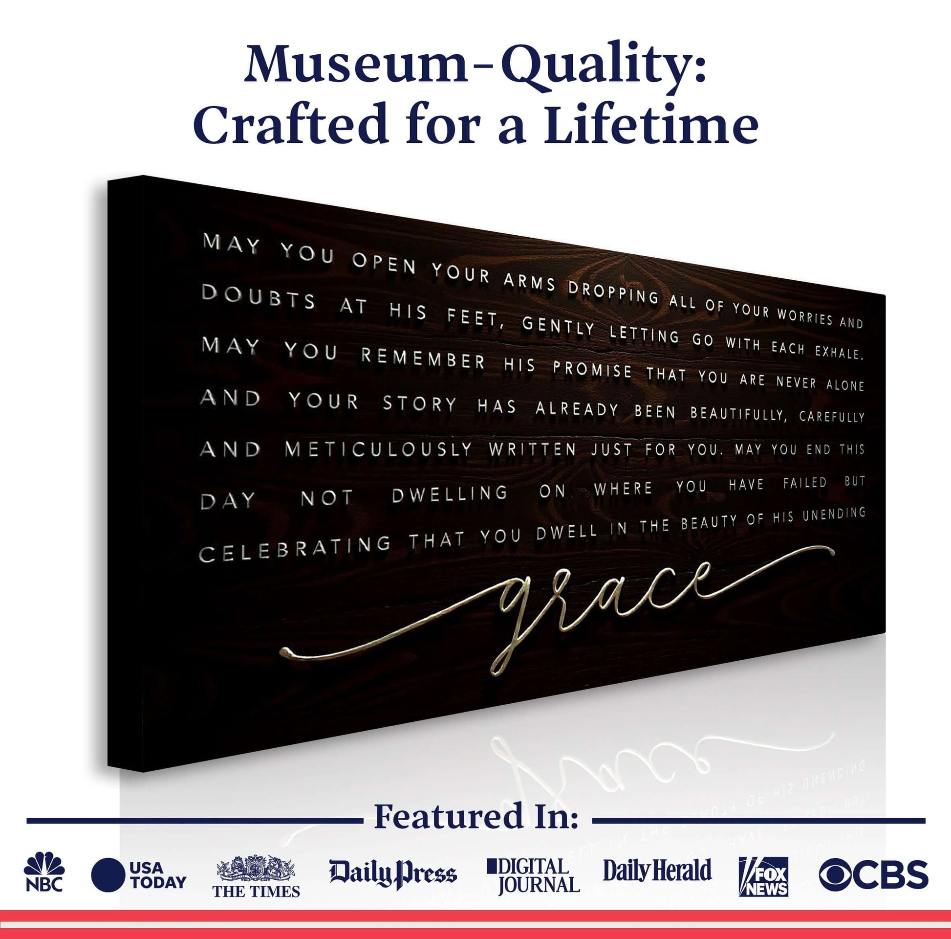 Unending Grace Faith Sign IV with inspirational quote on museum-quality canvas, crafted for a lifetime.
