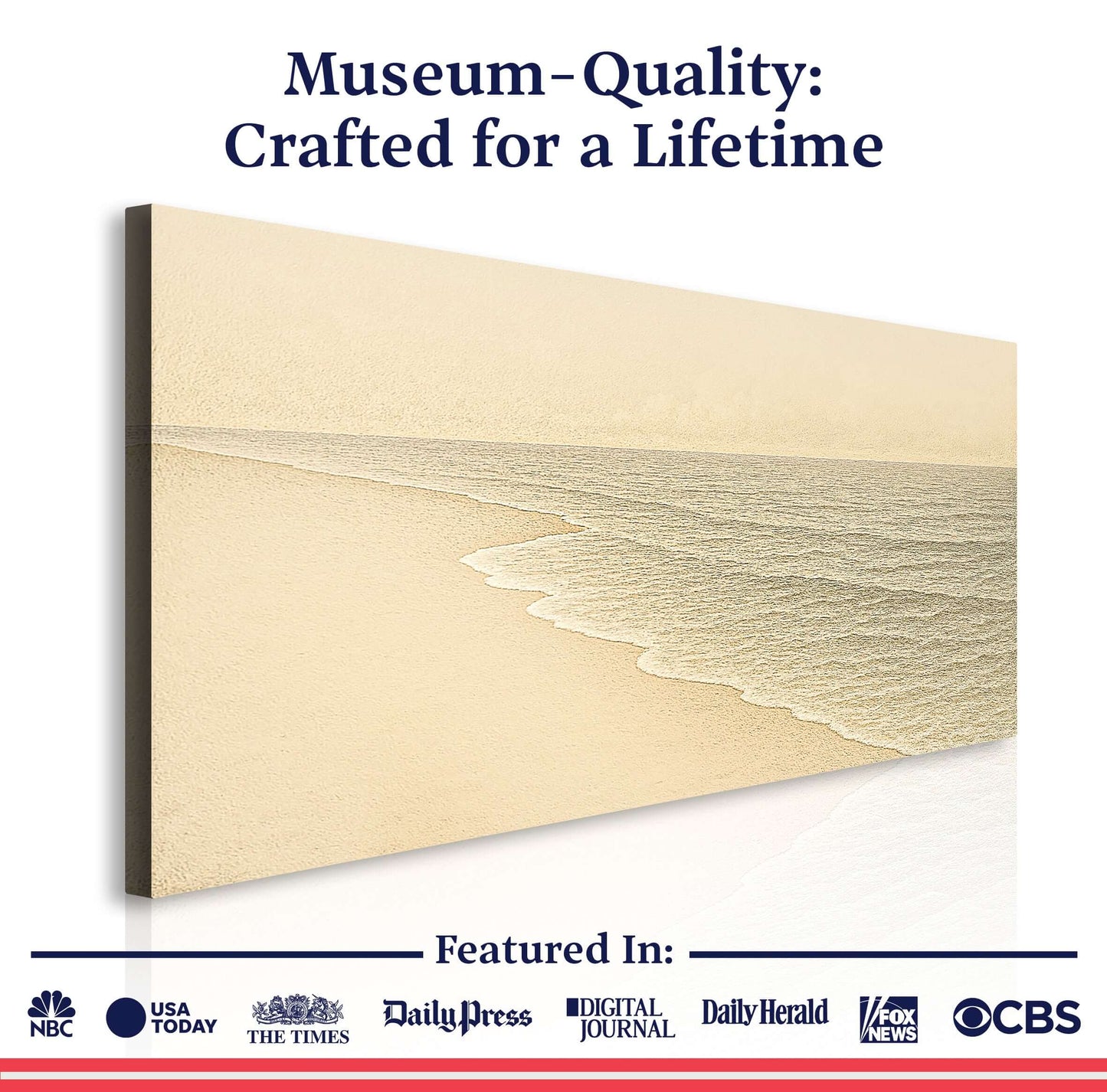 Beach Shoreline Coastal Canvas Wall Art III on display, emphasizing museum-quality craftsmanship for lasting beauty.