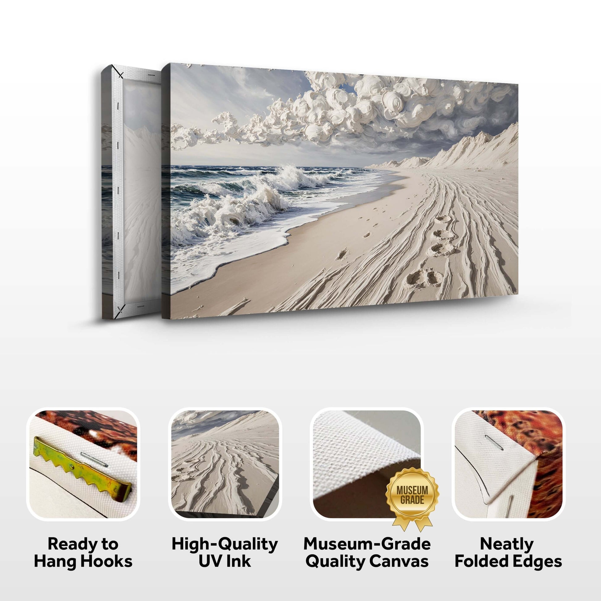 Footprints in the Sand Canvas Wall Art showcasing ready-to-hang design with museum-grade quality and vibrant UV ink.