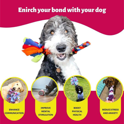 3-in-1 Bundle Enrichment Tube for Dogs - Tug Toy, Treat Dispenser & Snuffle Ball