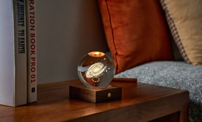Ginko Design Amber 3D Crystal Ball Light- night stand light, lamp