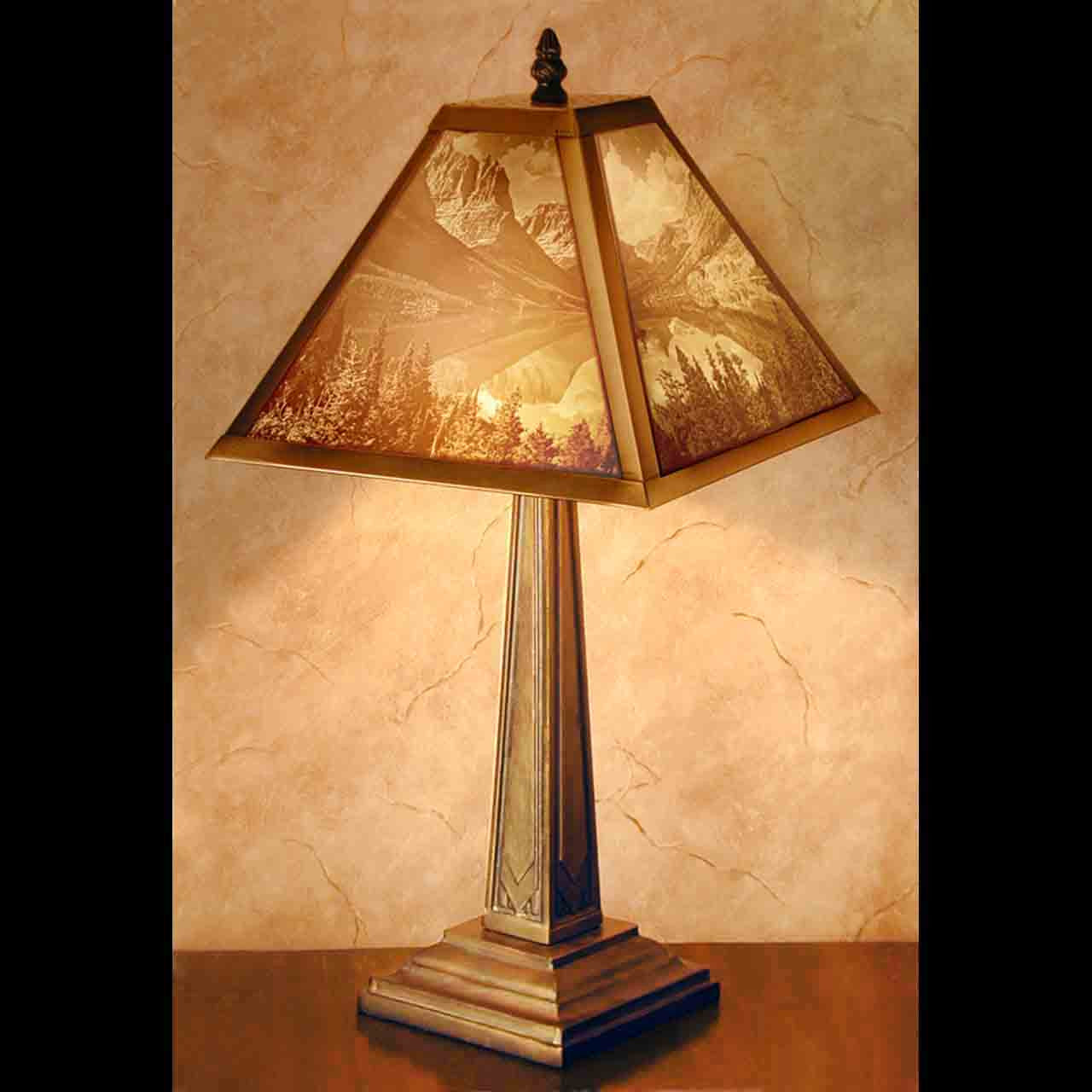 Mountain Lake Mission Style Table Lithophane Lamp