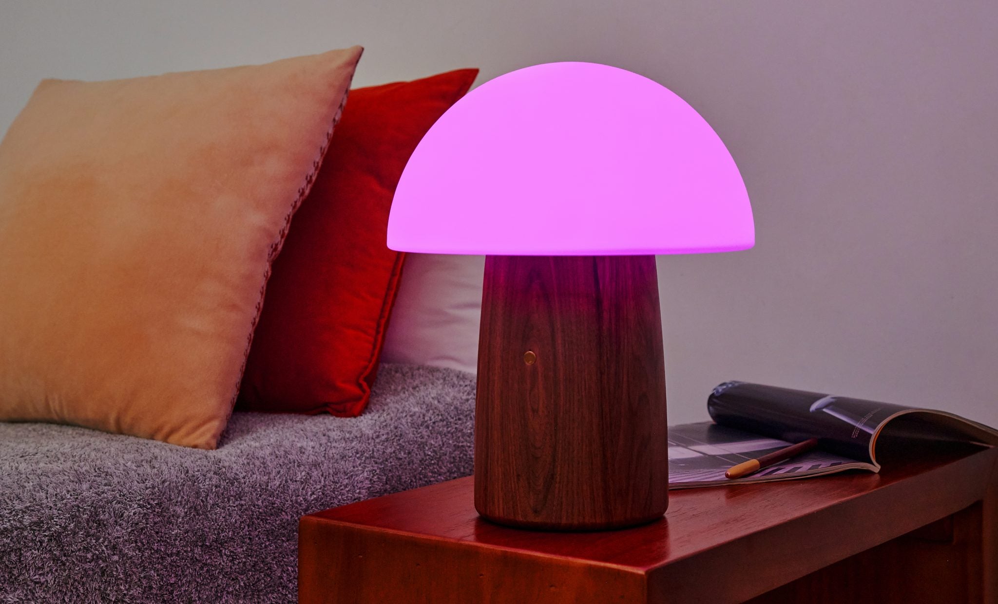 Gingko Design Mini Alice Color Changing Mushroom Lamp - Walnut