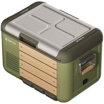 Travoca Rigel 35 Dual Zone eCooler featuring a sleek design and dual temperature zones for optimal cooling.