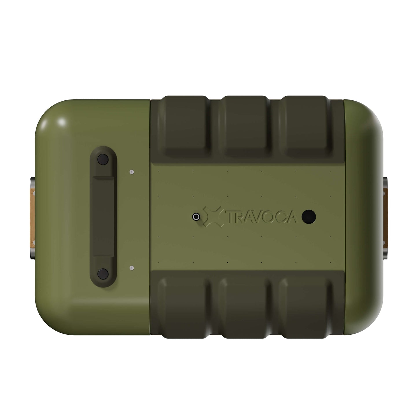 Travoca Rigel 35 Dual Zone eCooler in green, top view showcasing durable design and dual zone features.