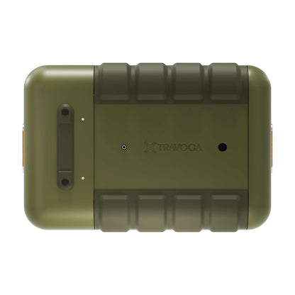 Top view of the Travoca Rigel 60 Dual Zone eCooler in olive green color.
