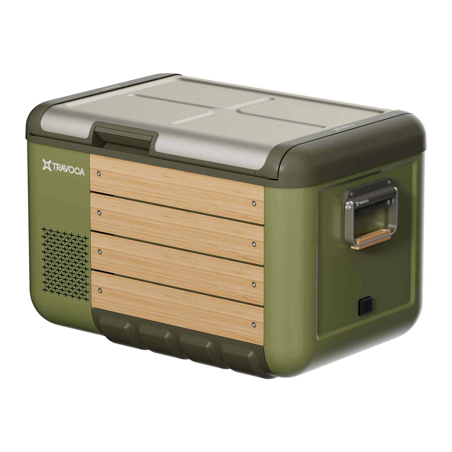 Travoca Rigel 60 Dual Zone eCooler with a sleek design and dual temperature zones for food and drinks.