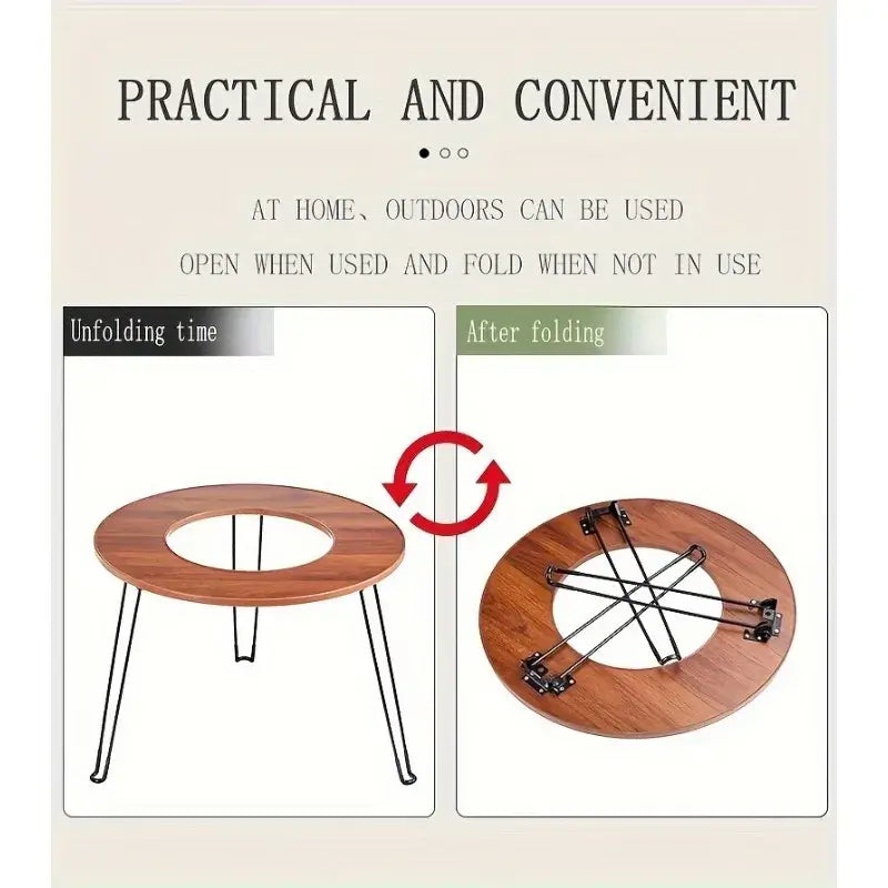 1 Portable Folding Stove Table Camping Round Table for Barbecue Outdoor Picnics Sports Outdoor Barbecue Table showing practical use.