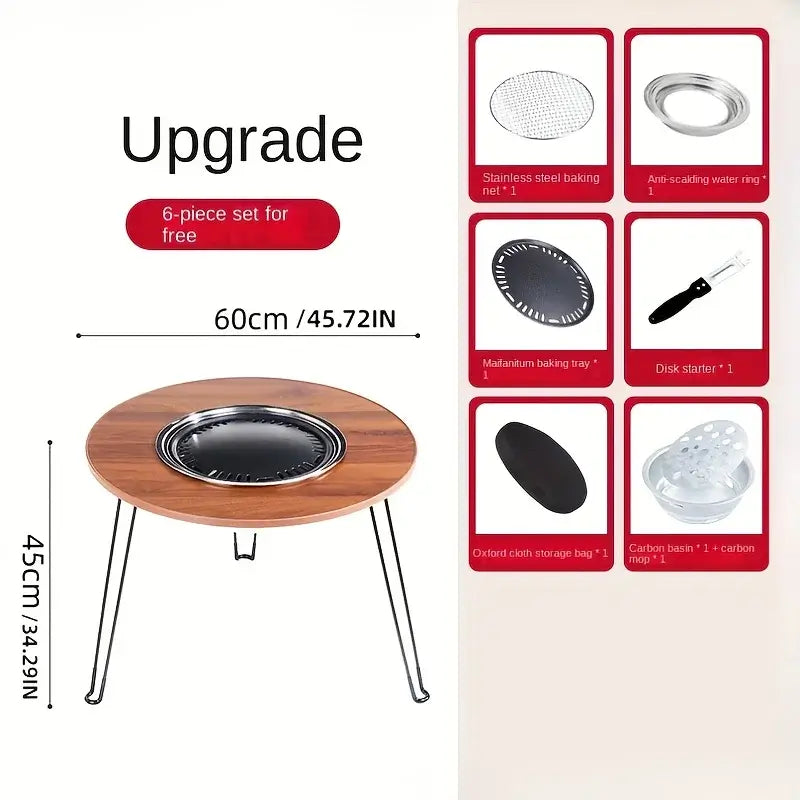 1 Portable Folding Stove Table Camping Round Table for Barbecue Outdoor Picnics Sports Outdoor Barbecue Table with accessories
