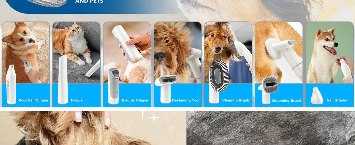 Dog Grooming Kit with Hair Clipper 4 Combs 2.5L Vacuum Cleaner & 5 Pet Grooming Tools for Shedding Short Hair Pets