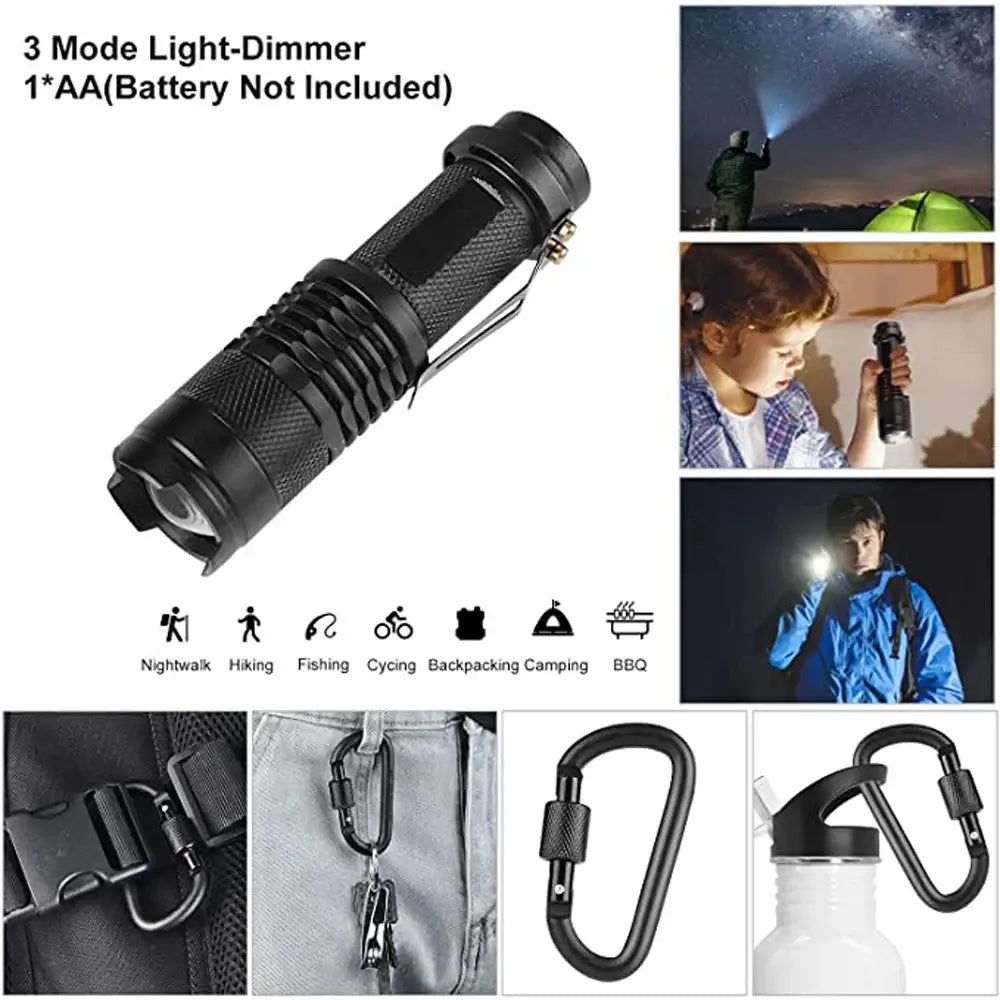 Outdoor Adventure Survival Kit SOS Emergency First Aid Kit Camping Bag with flashlight and accessories for various activities.