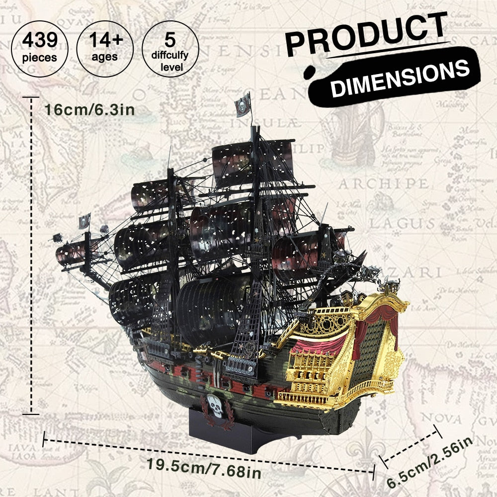 3D Metal Puzzle The Queen Anne's Revenge Jigsaw Pirate Ship DIY Model Building Kit