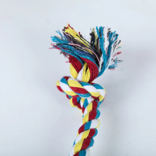 Random Color Pet Dog Toy Double Knot Cotton Bite Rope