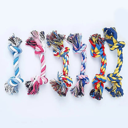 Random Color Pet Dog Toy Double Knot Cotton Bite Rope